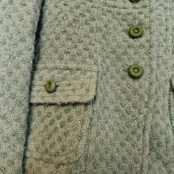 Marciano S/P Wool Blend Green Metallic Tweed Blazer Jacket - Picture 5 of 15